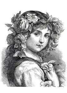 Engraving flower girl 1868