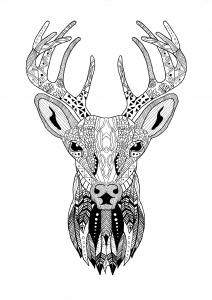 Coloring-Page-Zentangle-Reindeer-Christmas