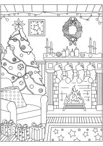 Christmas by the fireplace