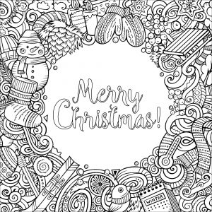 Merry christmas doodles with text
