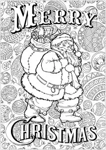 Santa claus with text and background