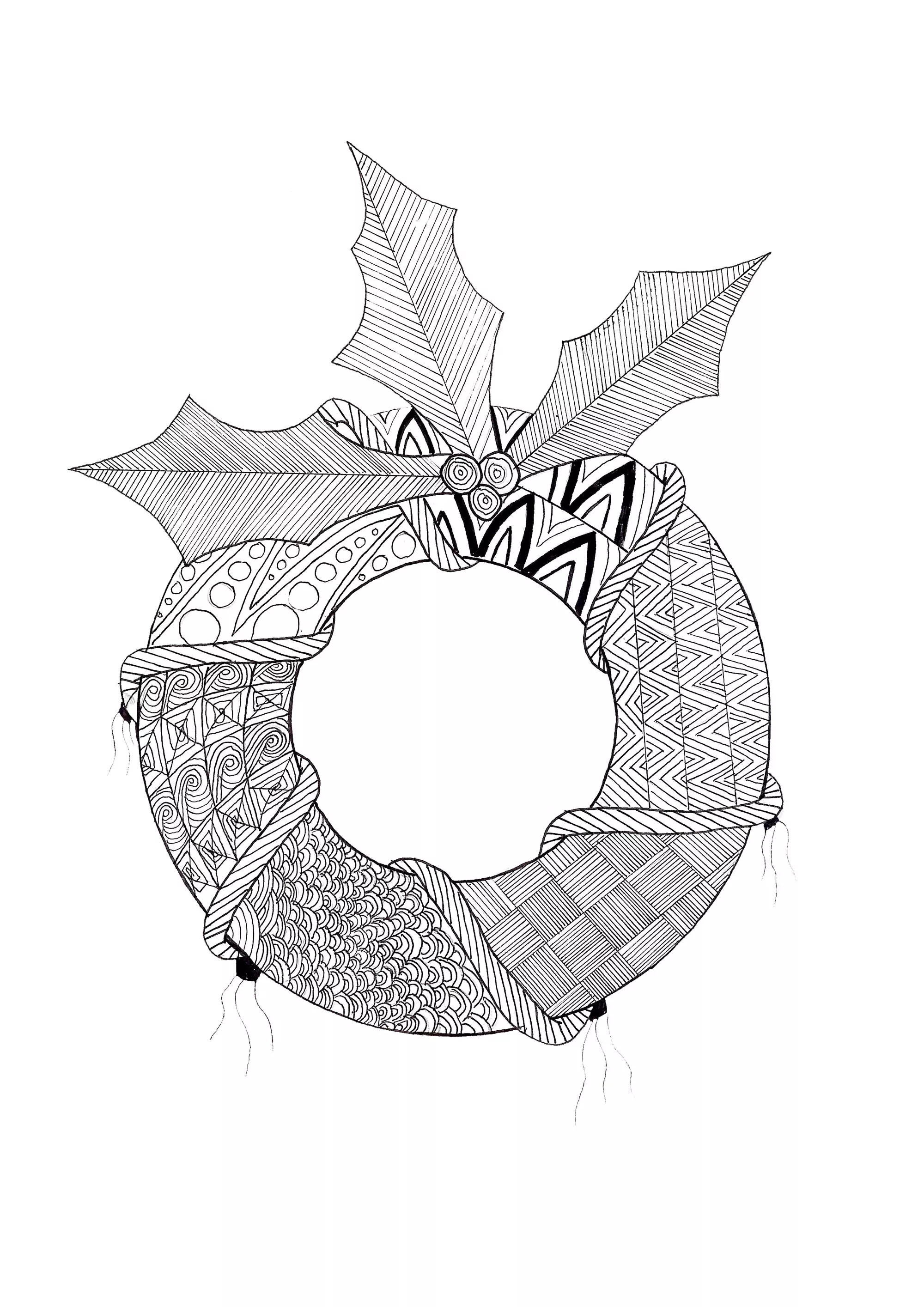 Page Zentangle Crowned Christmas (Printable Coloring Page for adults)