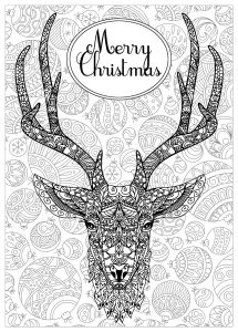 Coloring deer with text and background