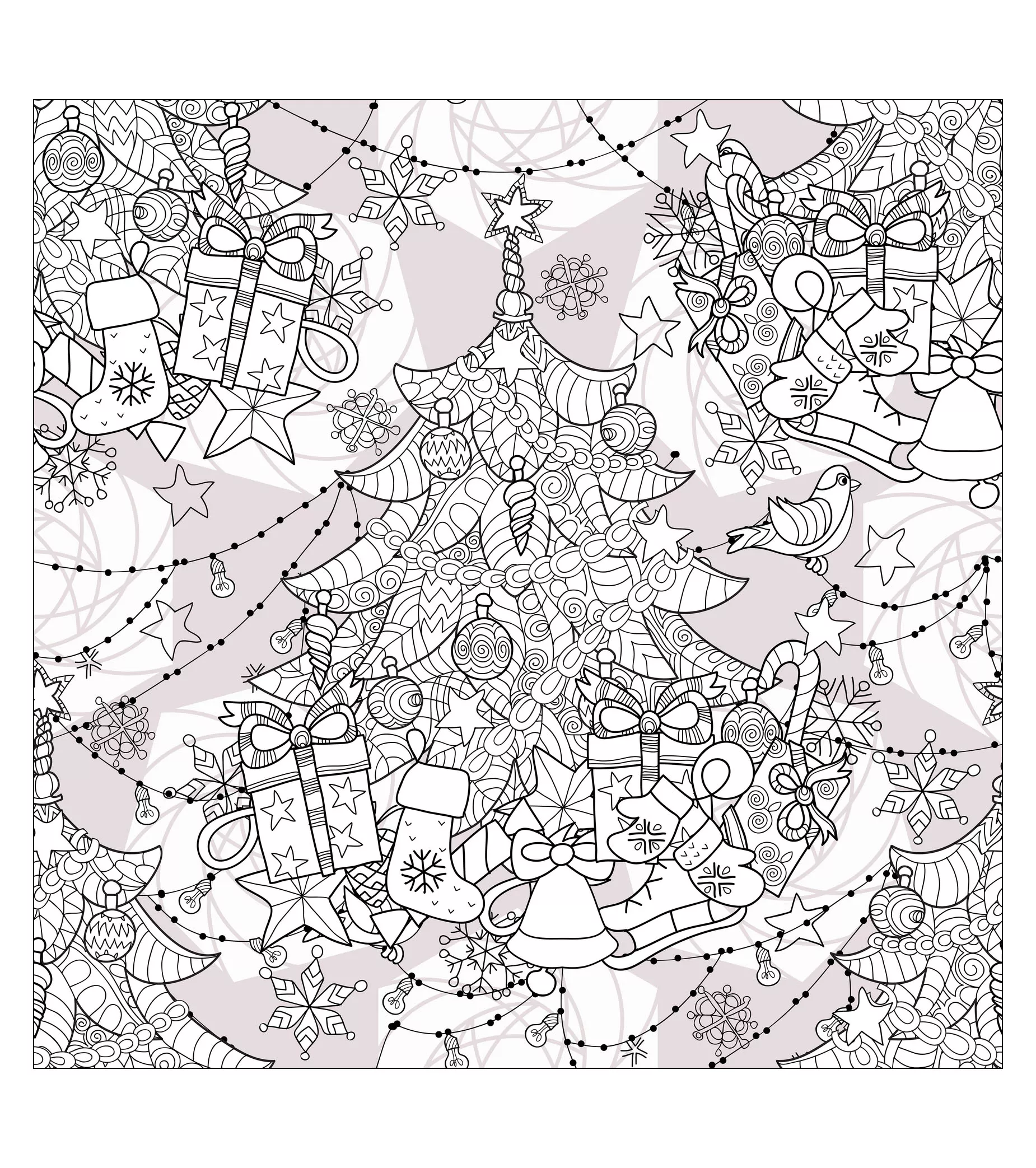 Christmas-Tree (Printable Coloring Page for adults)