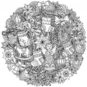 Coloring adult christmas mandala by mashabr