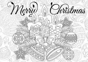 Coloring christmas candles and balls
