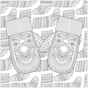 Christmas Gloves and Socks (Coloring Page)