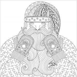 Santa and his gloves (Christmas Coloring Page)