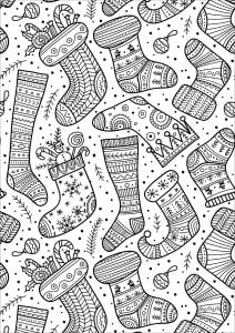 Cute Christmas Socks (Coloring Page)