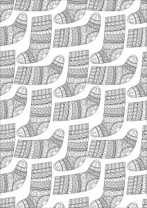 Christmas socks with intricate patterns (Coloring Page)
