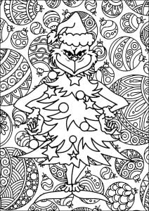 The Grinch disguised as a Christmas tree (Coloring Page)