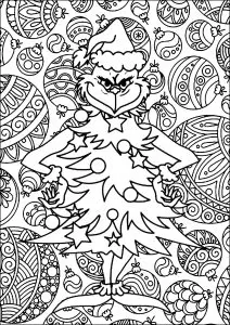 Printable Christmas Decorations complex coloring sheets for adults