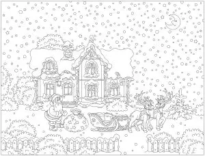 Santa Claus and his reindeer sled