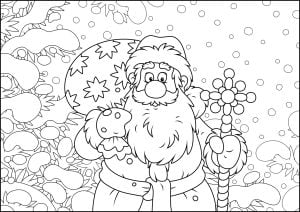 Santa in cartoon mode (Christmas Coloring Page)