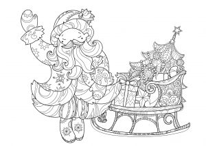 Santa Claus & Sleigh (Christmas Coloring Page)