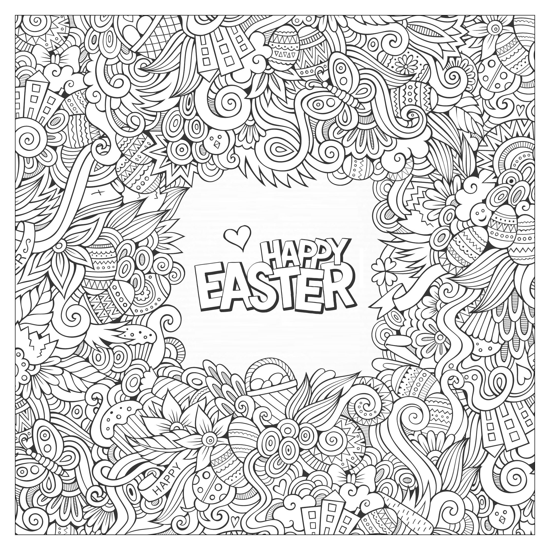 coloring adult doodle easter by olga kostenko