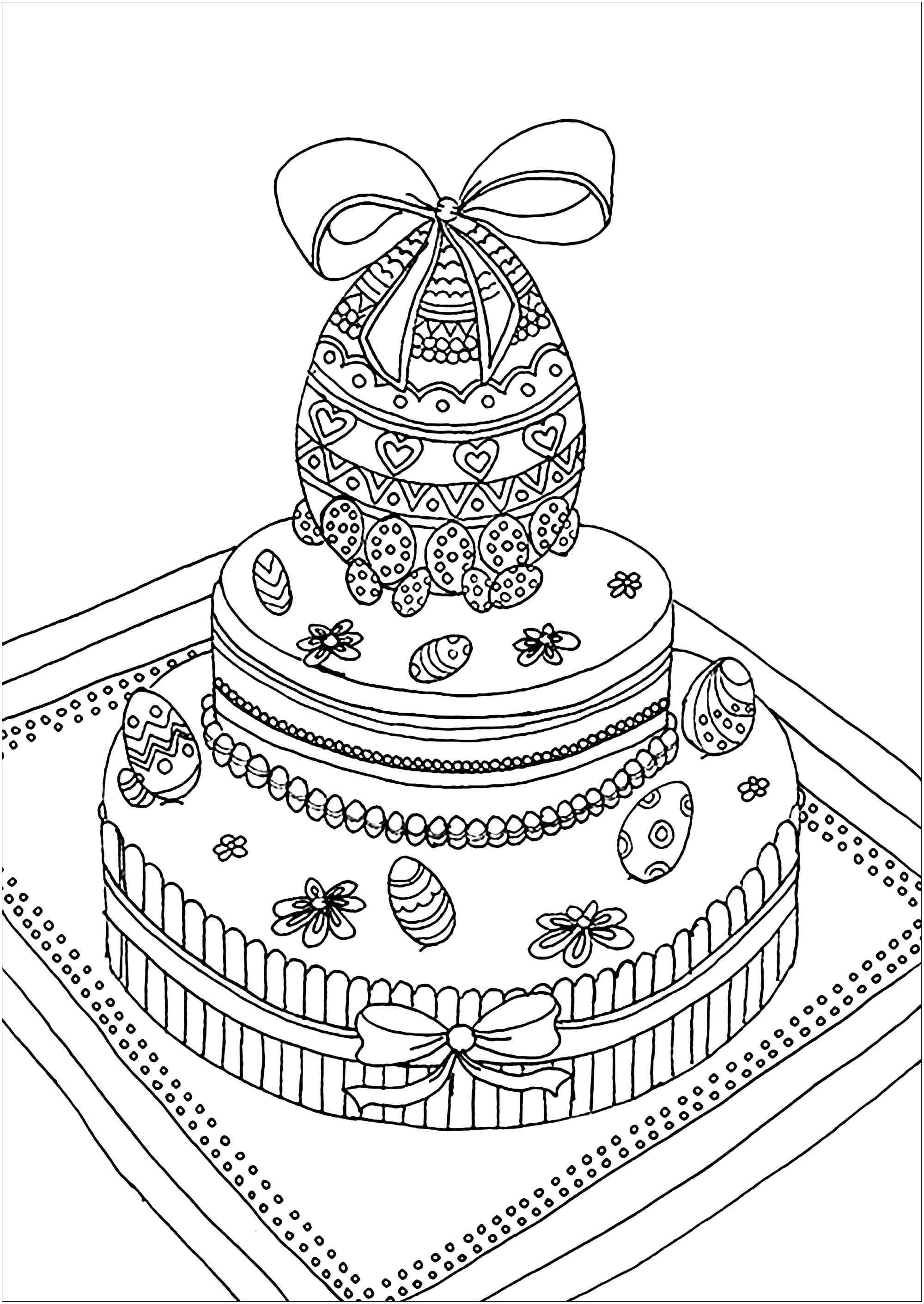 Incredible easter egg at the top of a cake, looking delicious, Artist : Kerozen