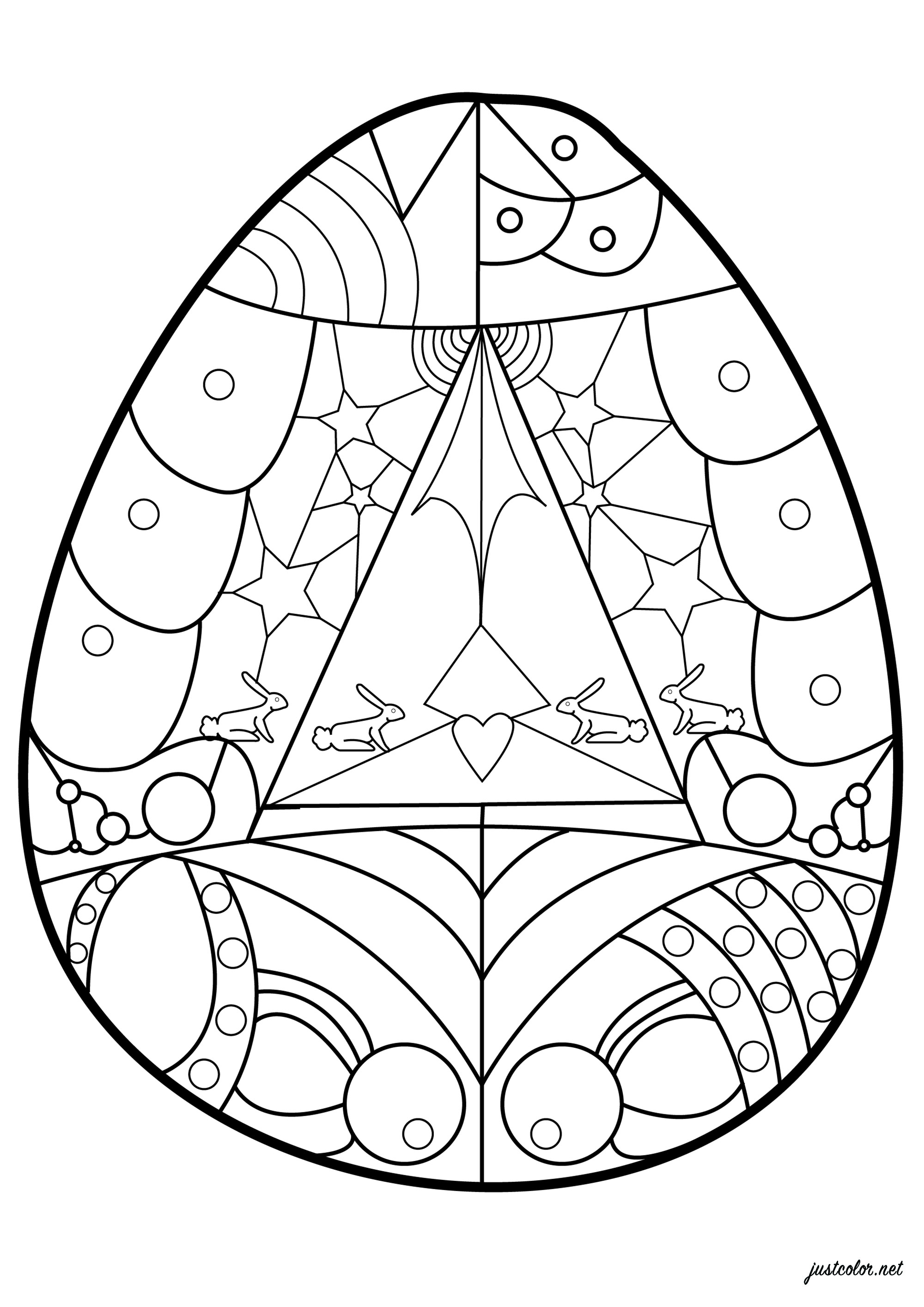 Easter egg coloring page with geometric patterns, Artist : Esteban