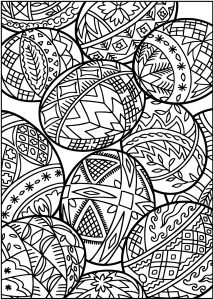 Easter eggs with various patterns