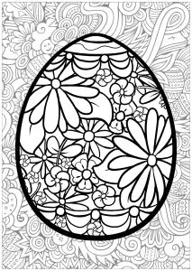 Easter egg with flowers with background