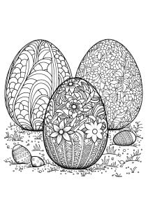 Three Beautifully Decorated Easter Eggs