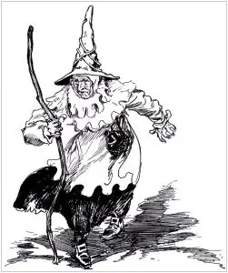 Halloween scary witch in old illustration
