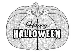 Large Halloween pumpkin with motifs