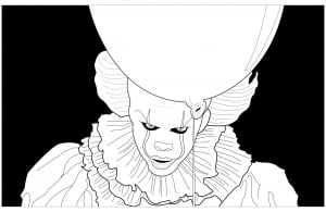 coloring-ca-clown-pennywise-black-background