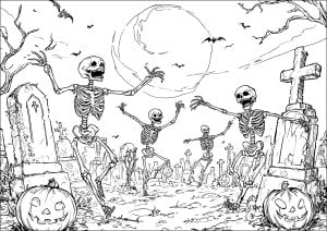 Skeletons awake under the moon