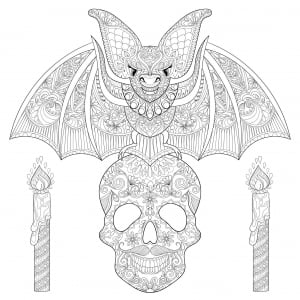 Bat On A Skull With Candles