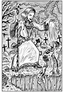 Witch in a cemetery