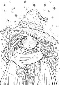 Young witch with a big hat