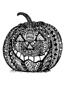 Coloring adult halloween zentangle pumpkin