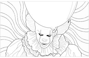 Coloring ca clown pennywise psychedelic background