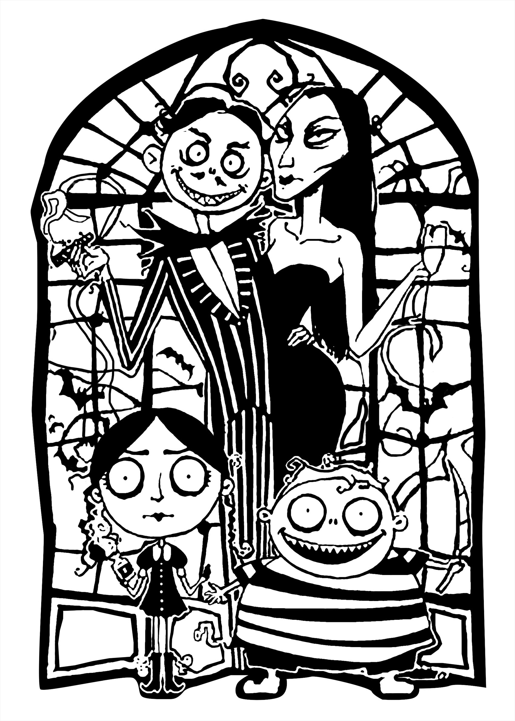 Adams family Halloween Adult Coloring Pages