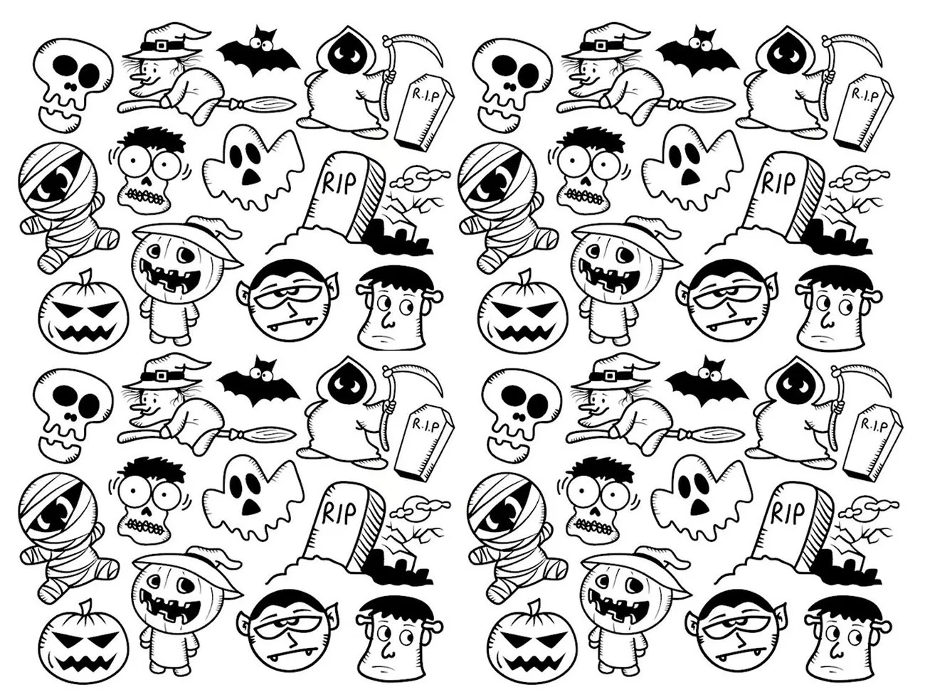 Doodle halloween (Printable Coloring Page for adults)