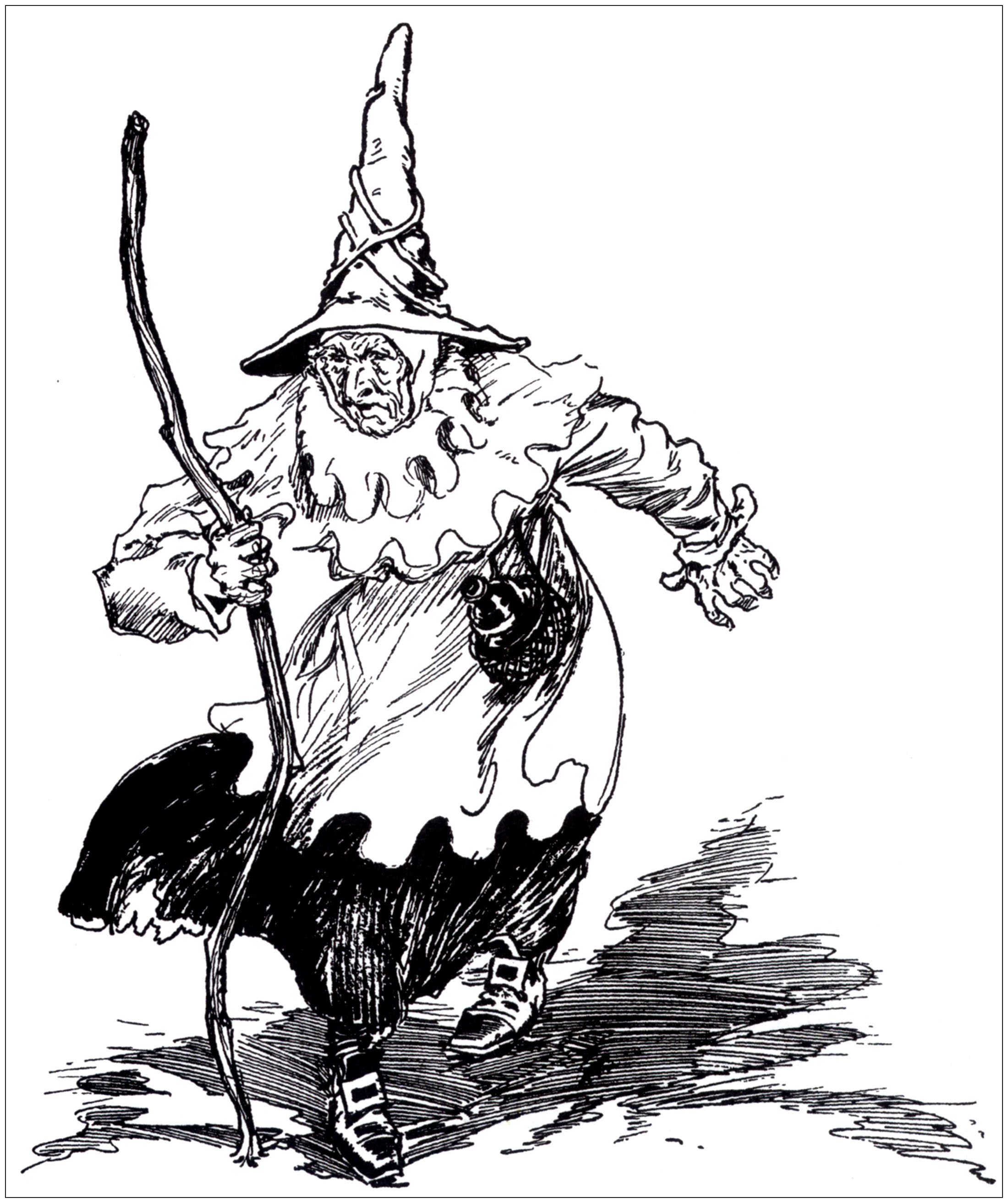 Scary old illustration representing a witch