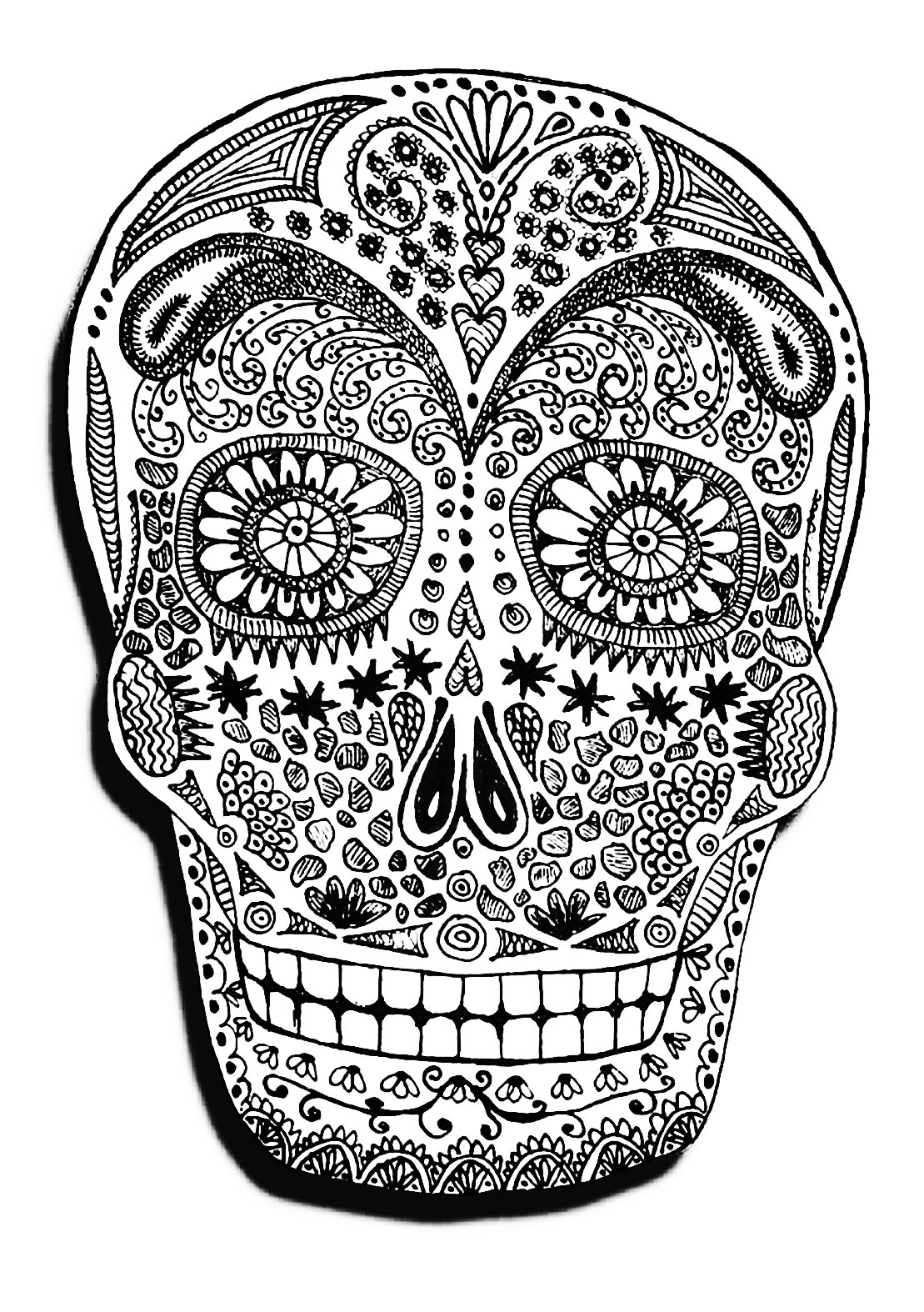 Halloween skeleton head - Halloween Adult Coloring Pages