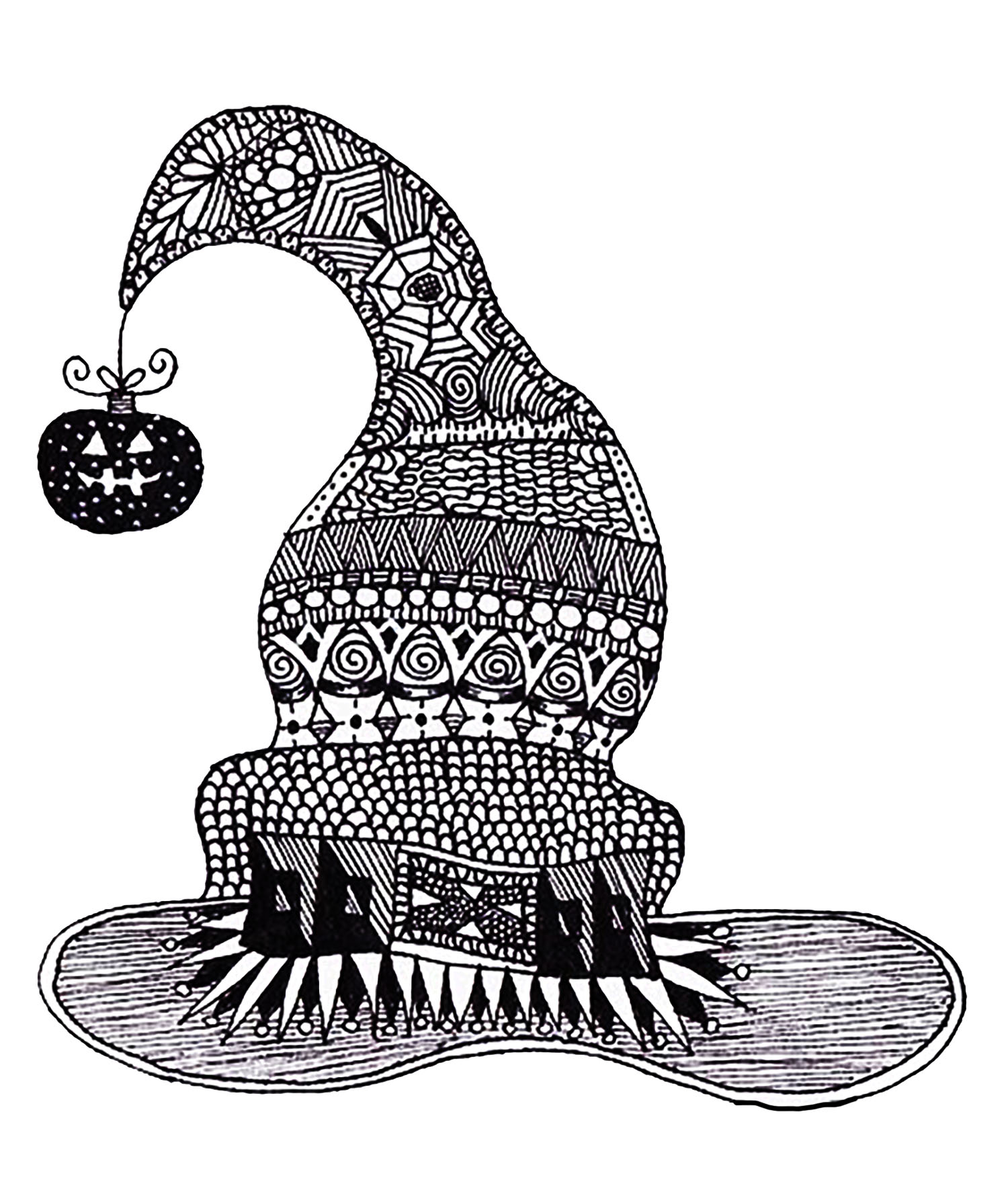 A Zentangle drawing representing a Witch Hat