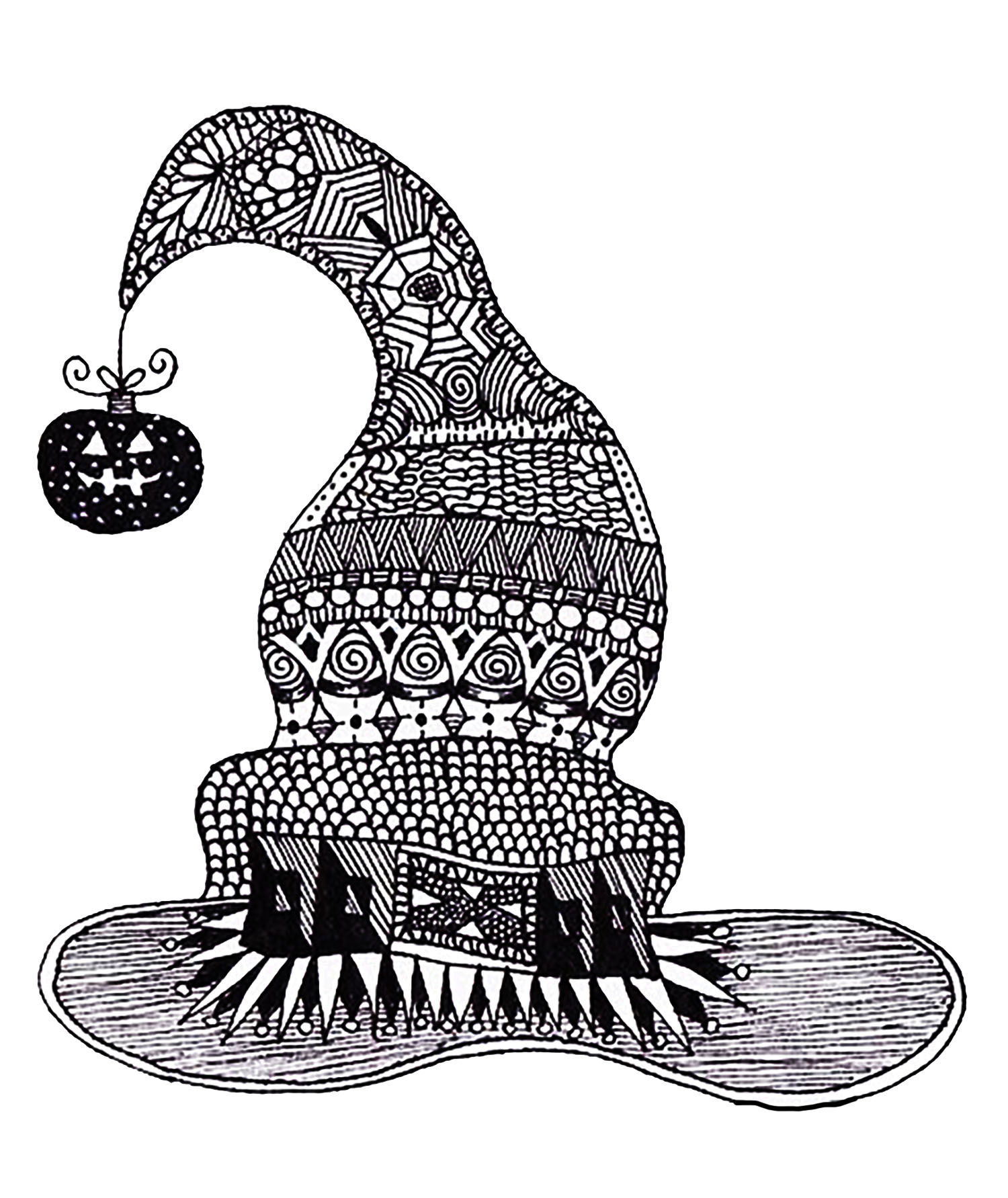Halloween zentangle witch hat Halloween Adult Coloring Pages Halloween zentangle witch hat Halloween Adult Coloring Pages