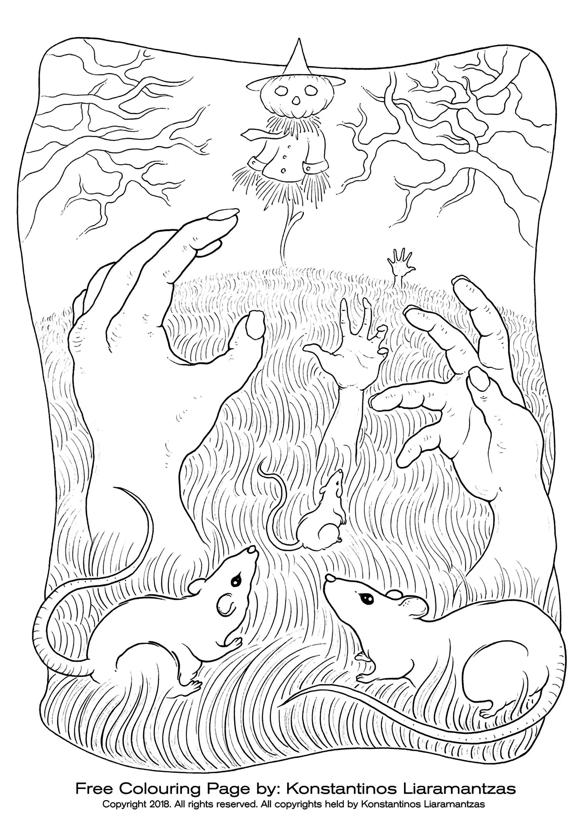 The living dead are awakening (Printable Halloween Coloring Page for adults)