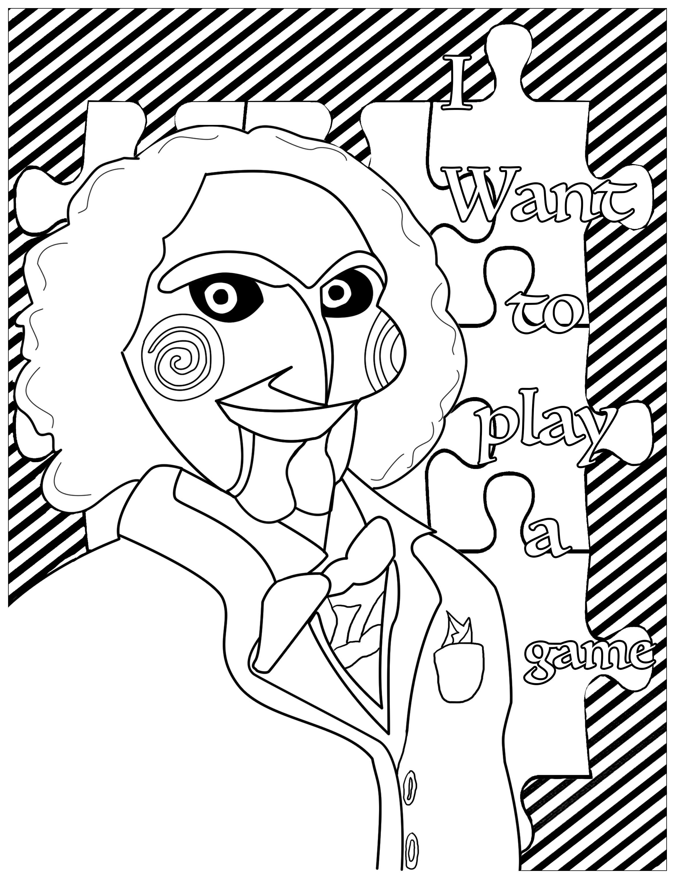 Jigsaw Billy The Puppet Saw Halloween Adult Coloring Pages