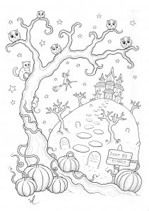 Coloring halloween haunted mansion