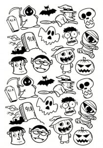 Halloween characters (Coloring Page)