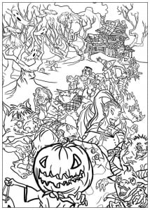 Halloween monsters ready to scary everyone ! (Coloring Page)