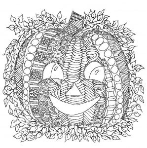 Pumpkin drawing : Zentangle style (Halloween Coloring Page)