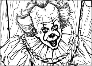 Pennywise the Dancing Clown, from Stephen King's IT movie (Halloween Coloring Page)