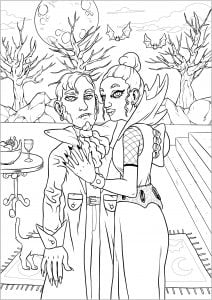 Famille Adams 2 Halloween Adult Coloring Pages