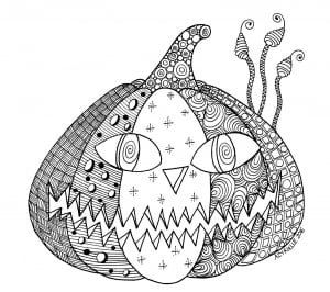 Halloween pumpkin, Zentangle style (Coloring Page)