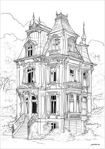Gloomy house (Halloween Coloring Page)